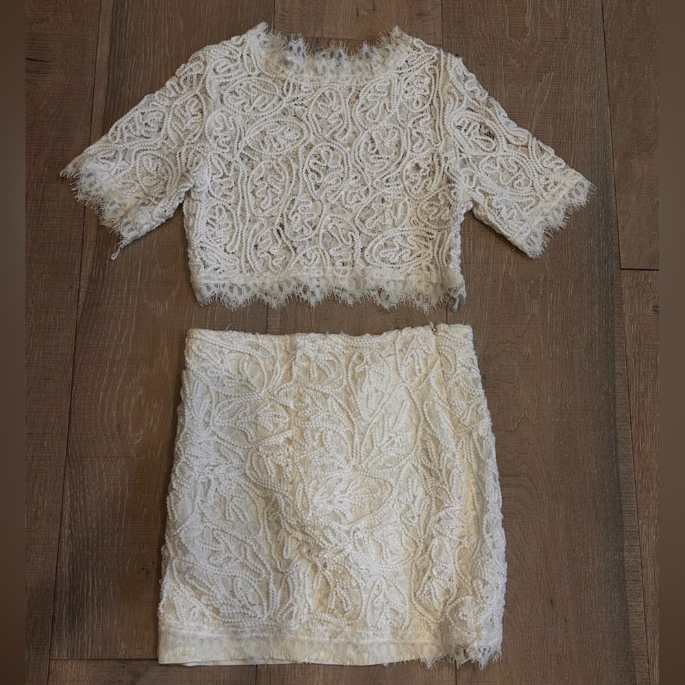 Elegant Cream Lace Mini Dress